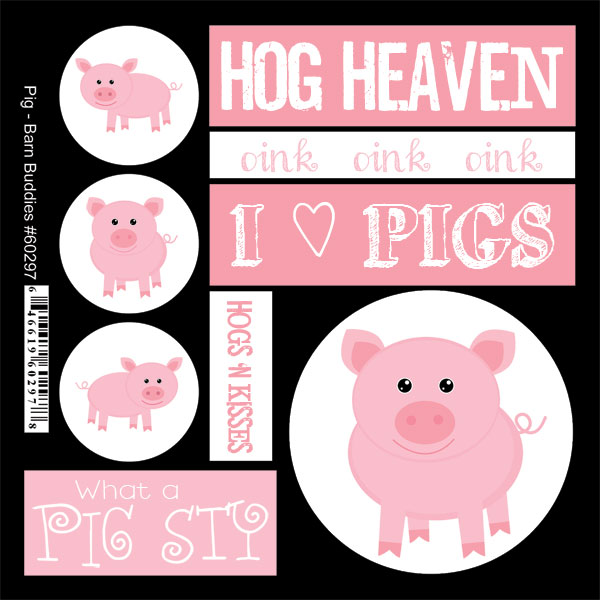 SCRAPBOOK CUSTOMS STICKER BARN BUDDIES PIG