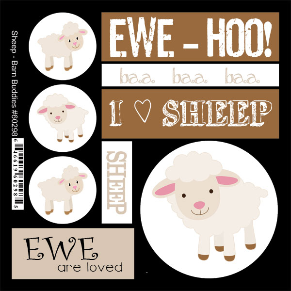 SCRAPBOOK CUSTOMS STICKER BARN BUDDIES SHEEP