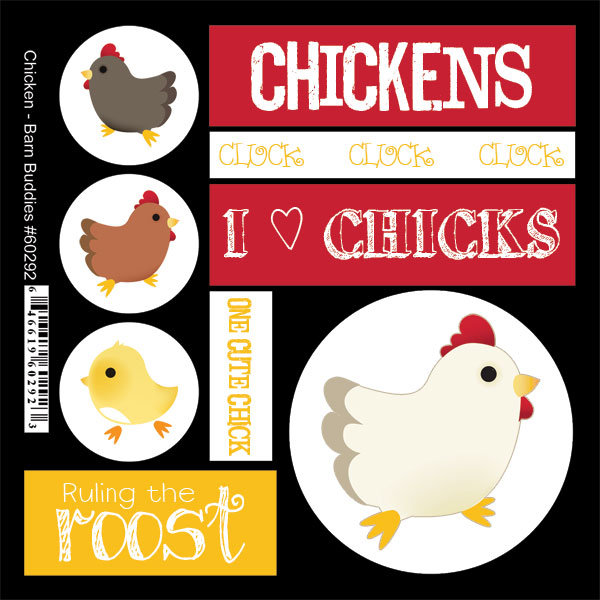 SCRAPBOOK CUSTOMS STICKER BARN BUDDIES CHICKENS