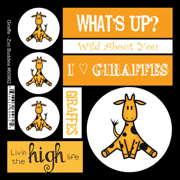 SCRAPBOOK CUSTOMS STICKER ZOO BUDDIES GIRAFFE