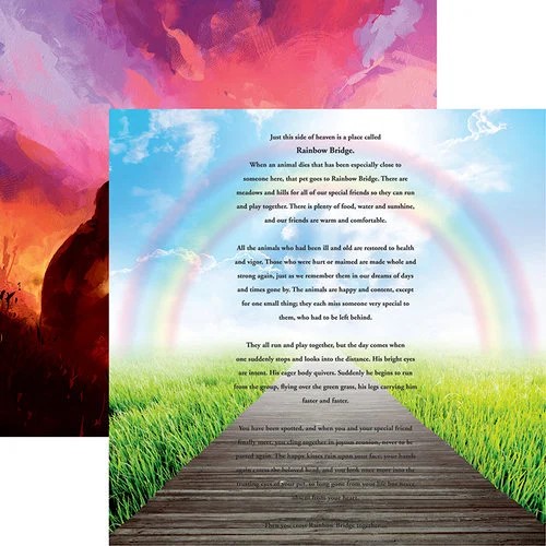 REMINISCE PAWPRINTS ON 12X12 RAINBOW BRIDGE