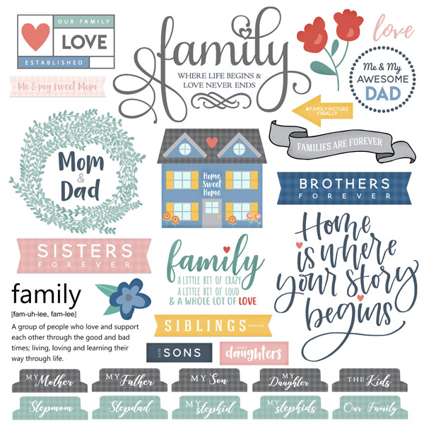 SCRAPBOOK CUSTOMS 12X12 STICKER FAMILY SAYINGS