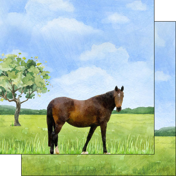 SCRAPBOOK CUSTOMS 12X12 HORSE WATERCOLOR