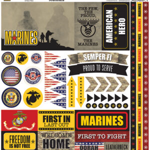 REMINISCE MARINES 12X12 STICKER SHEET