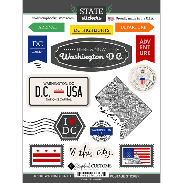 SCRAPBOOK CUSTOMS STATE STICKER WASHINGTON DC POSTAGE