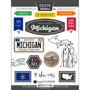 SCRAPBOOK CUSTOMS STATE STICKER MICHIGAN POSTAGE STICKER