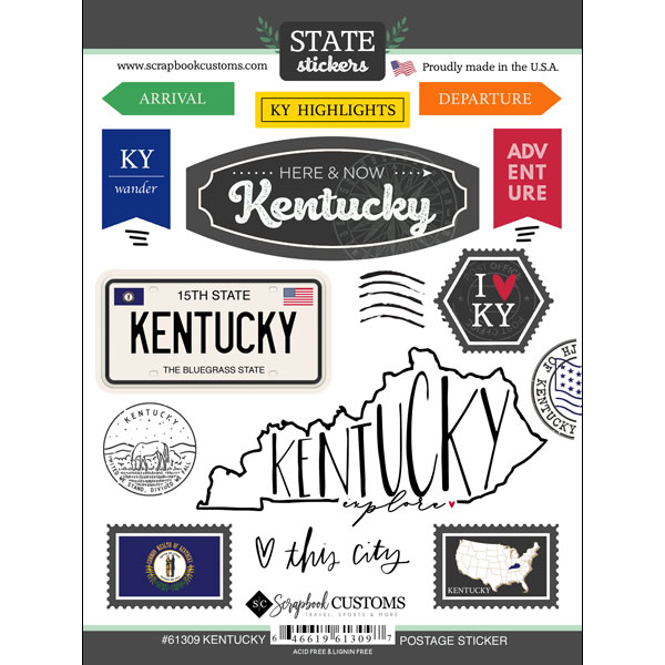 SCRAPBOOK CUSTOMS STATE STICKER KENTUCKY POSTAGE