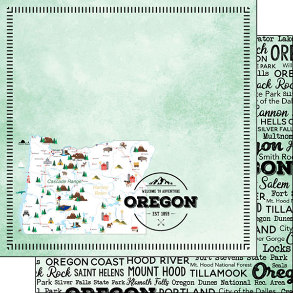 ScRAPBOOK CUSTOMS POSTAGE MAP 12X12 OREGON
