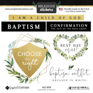 SCRAPBOOK CUSTOMS LDS BAPTISM EUCALYPTUS STICKER