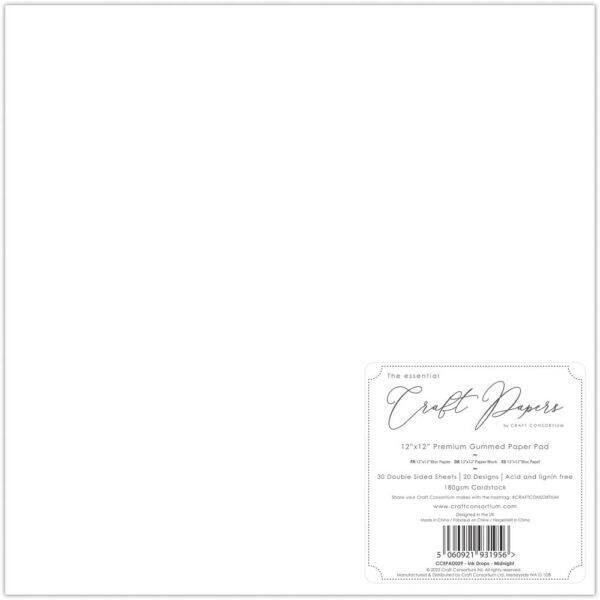 CRAFTERS CONSORTIUM CRAFT PAPER 12X12 INK DROPS MIDNIGHT