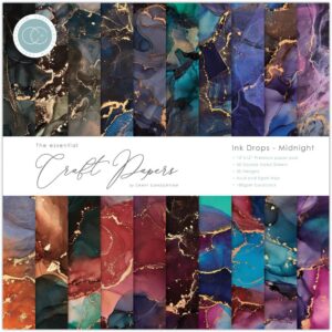 CRAFTERS CONSORTIUM CRAFT PAPER 12X12 INK DROPS MIDNIGHT