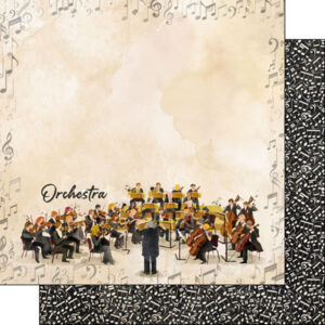 SCRAPBOOK CUSTOMS 12X12 ORCHESTRA SET WATERCOLOR MUSIC
