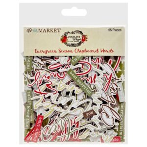 49 & MARKET EPHEMERA EVERGREEN SEASON CHIPBOARD WORDS