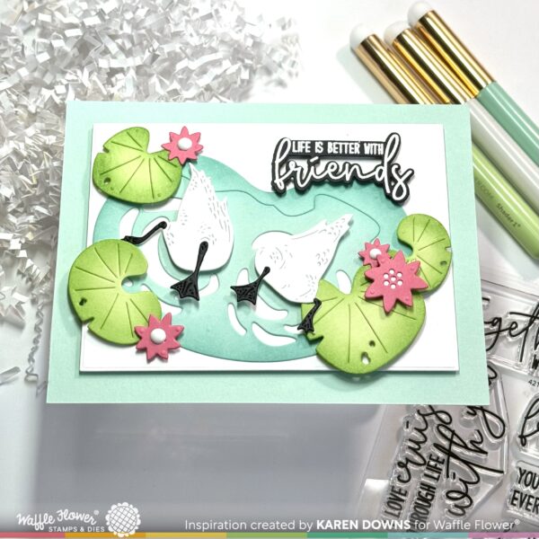 Waffle Flower Die Diving Swans