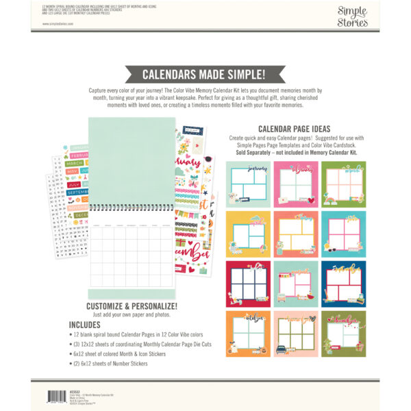 Simple Stories Color Vibe 12 Month Memory Calendar