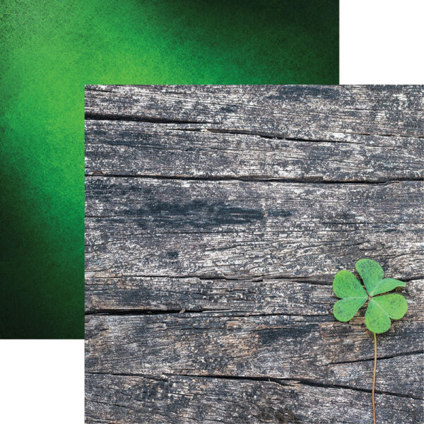 REMINISCE IRISH KISSES 12X12 SHAMROCK ON GRAY WOOD REMINISCE IRISH KISSES 12X12 SHAMROCK ON GRAY WOOD