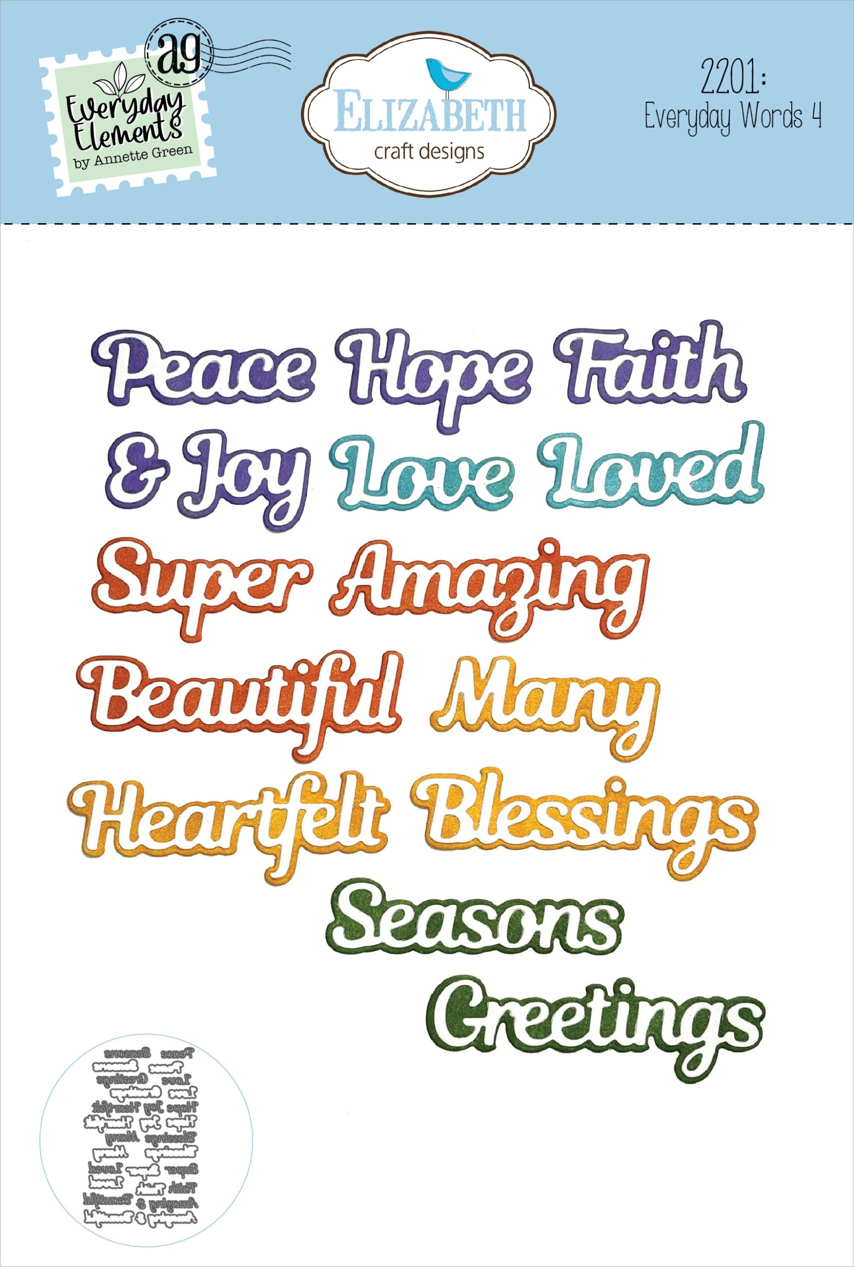 ELIZABETH CRAFTS DIE EVERYDAY WORDS 4