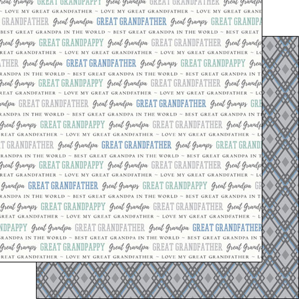 SCRAPBOOK CUSTOMS 12X12 GREAT GRANDFATHER DOUBLE SIDED PRIDE