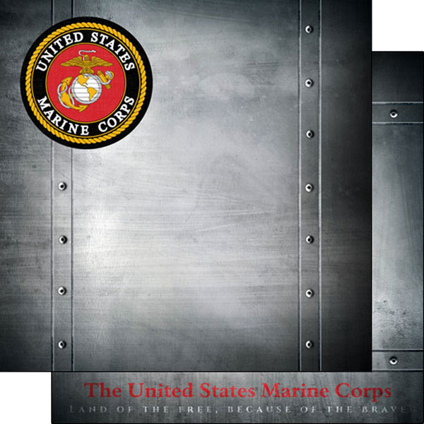 SCRAPBOOK CUSTOMS 12X12 MARINES EMBLEM & FAUX METAL
