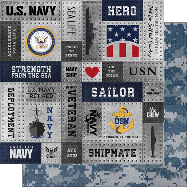 SCRAPBOOK CUSTOMS 12X12 NAVY & FAUX METAL
