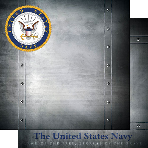 SCRAPBOOK CUSTOMS 12X12 NAVY EMBLEM & FAUX METAL