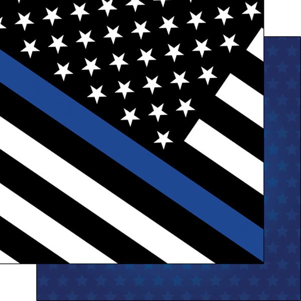 SCRAPBOOK CUSTOMS 12X12 BLUE LINE FLAG