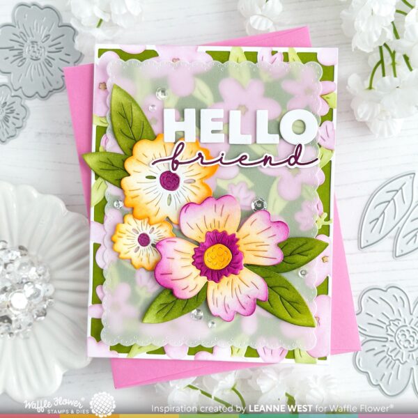Waffle Flower Stamp Overlapping Hugs Additions