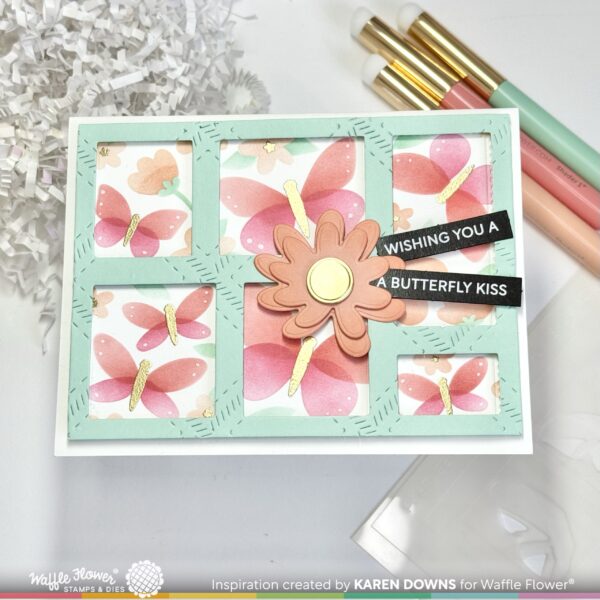 Waffle Flower Stencil Postage Collage Spring Breeze