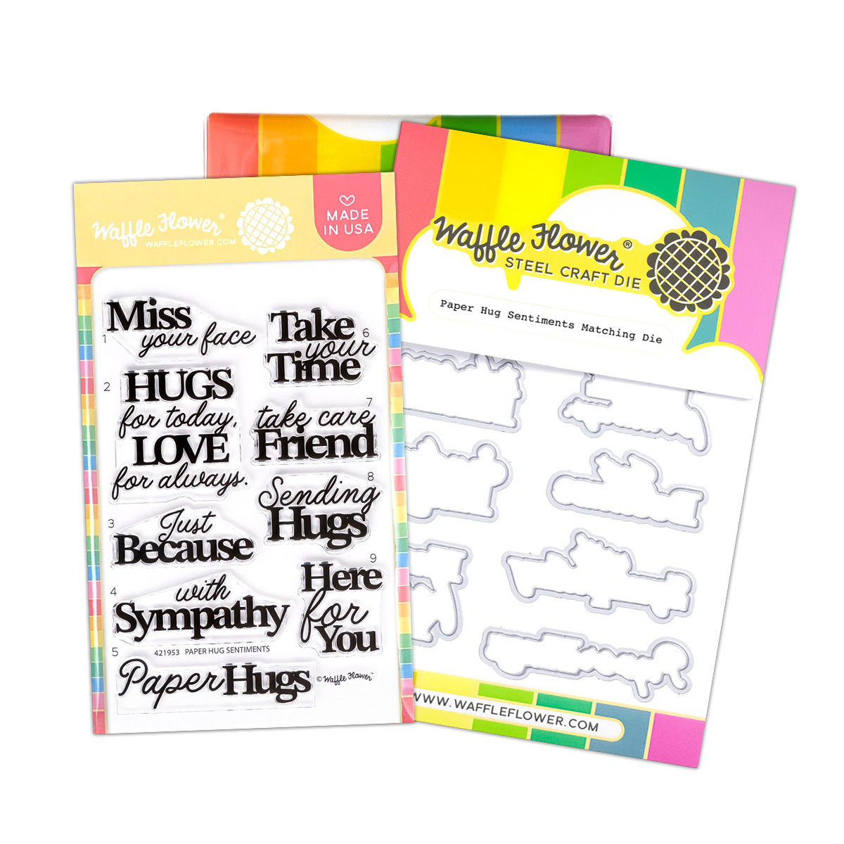 Waffle Flower Stamp/Die Combo Paper Hug Sentiments