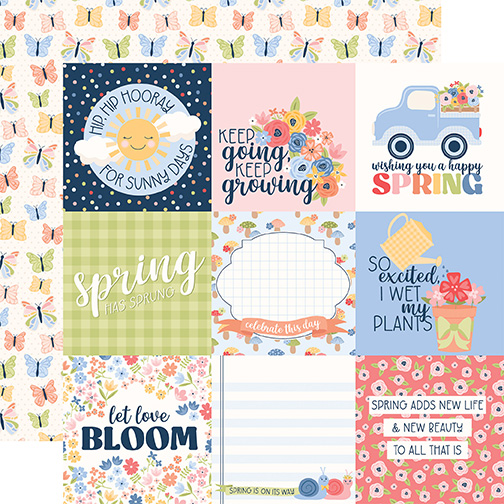 Echo Park Blossoms & Bees Girl 12X12 4X4 Journaling Cards