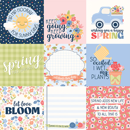 Echo Park Blossoms & Bees Girl 12X12 4X4 Journaling Cards