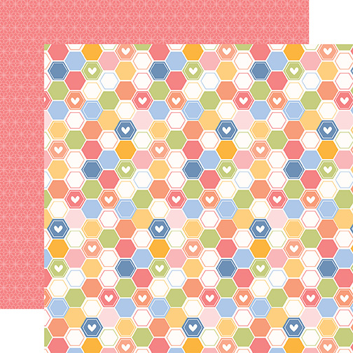 Echo Park Blossoms & Bees Girl 12X12 Bright Hexagons