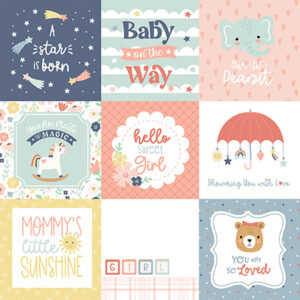 Echo Park Baby On Board Girl 12X12 4X4 Journaling Cards