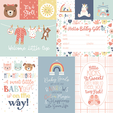 Echo Park Baby On Board Girl 12X12 Baby Girl Journaling Cards