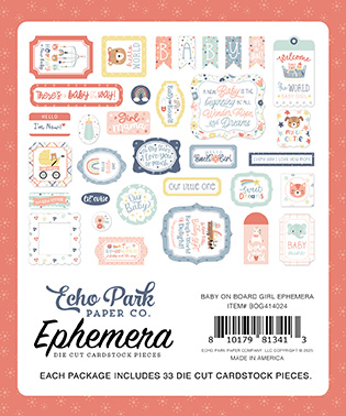 Echo Park Baby On Board Girl Ephemera