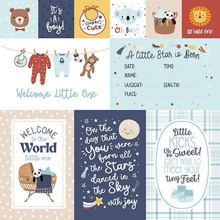 Echo Park Baby On Board Boy 12X12 Baby Boy Journaling Cards