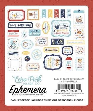 Echo Park Baby On Board Boy Ephemera