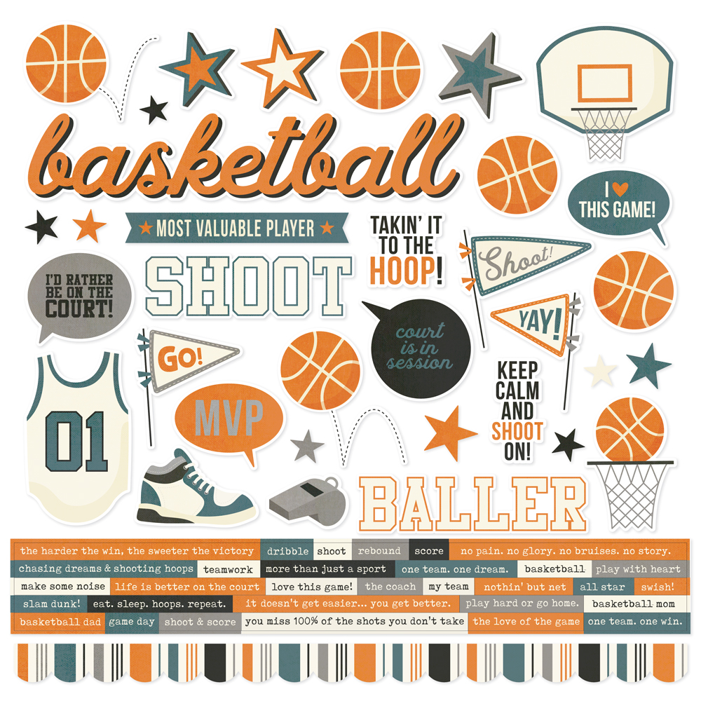 Simple Stories Basketball Cardstock Stickers
