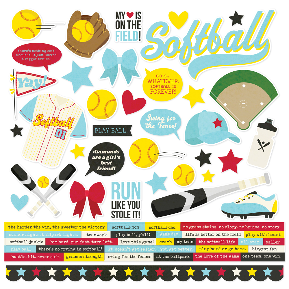Simple Stories Softball Cardstock Stickers