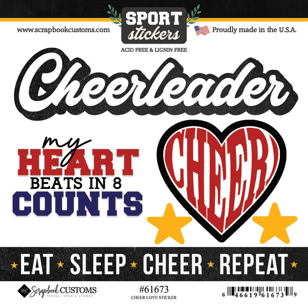 SCRAPBOOK CUSTOMS CHEER LOVE 6X6 STICKER