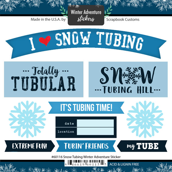 SCRAPBOOK CUSTOMS TUBING WINTER ADVENTURE 6X6 STICKER
