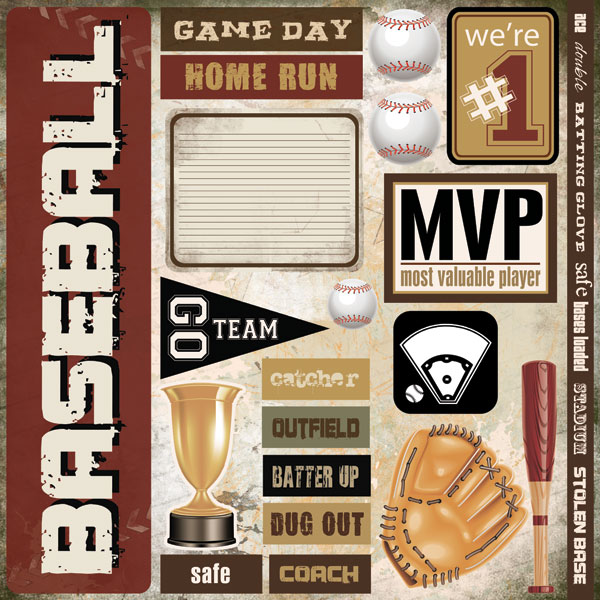 SCRAPBOOK CUSTOMS 12X12 EXTREME BASEBALL