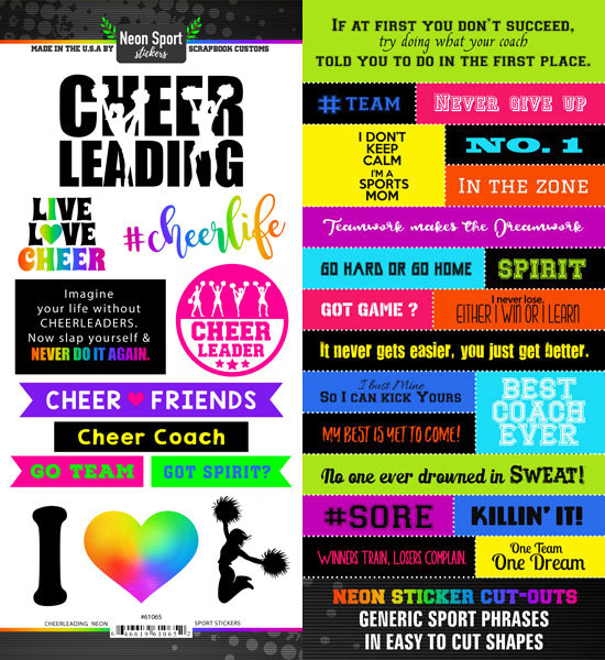 SCRAPBOOK CUSTOMS STICKER CHEERING NEON