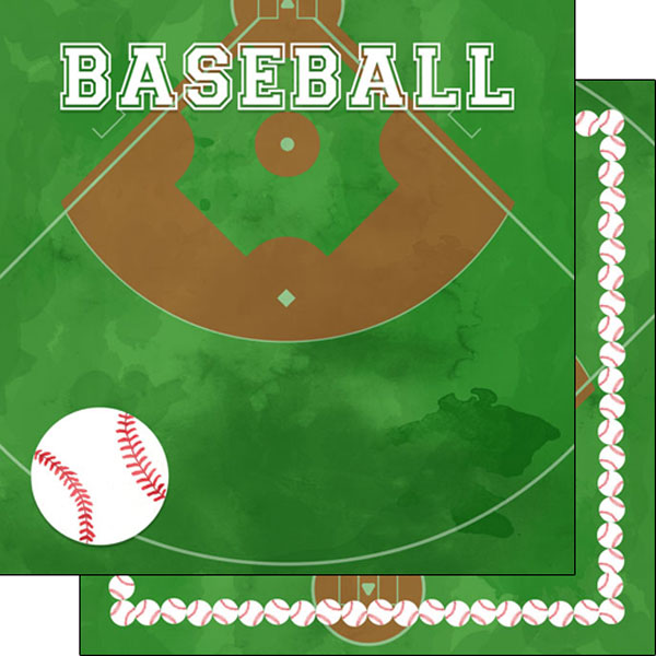SCRAPBOOK CUSTOMS BASEBALL WATERCOLOR DOUBLE