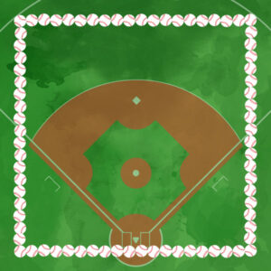 SCRAPBOOK CUSTOMS BASEBALL WATERCOLOR DOUBLE