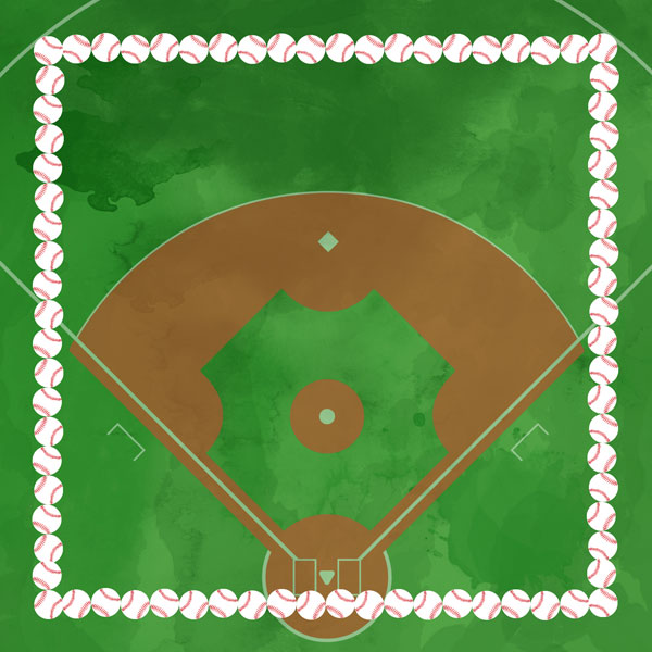 SCRAPBOOK CUSTOMS BASEBALL WATERCOLOR DOUBLE