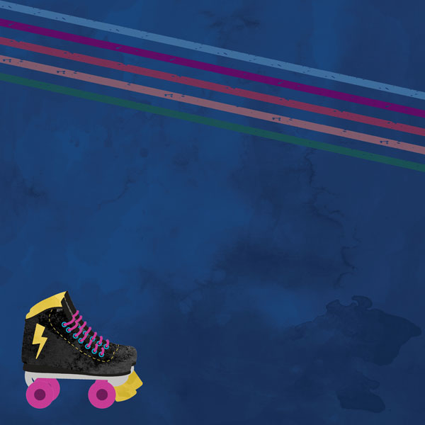 SCRAPBOOK CUSTOMS ROLLER SKATING WATERCOLOR