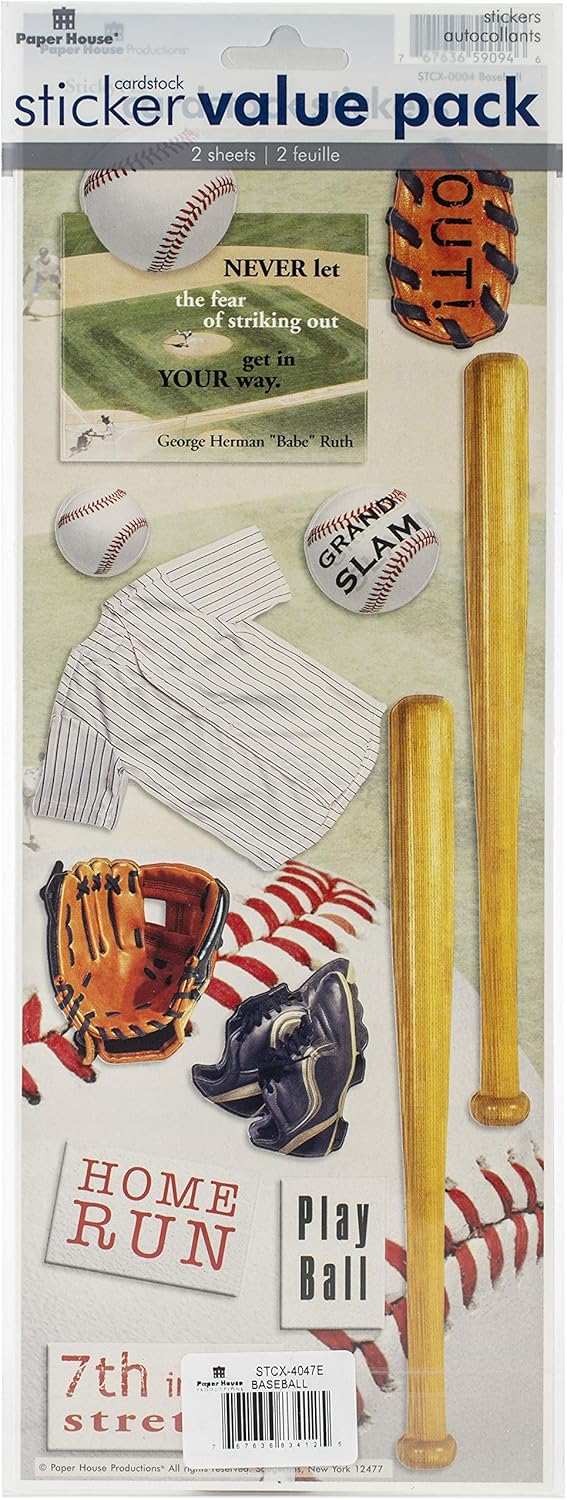 PAPER HOUSE CARDSTOCK STICKER BASEBALL