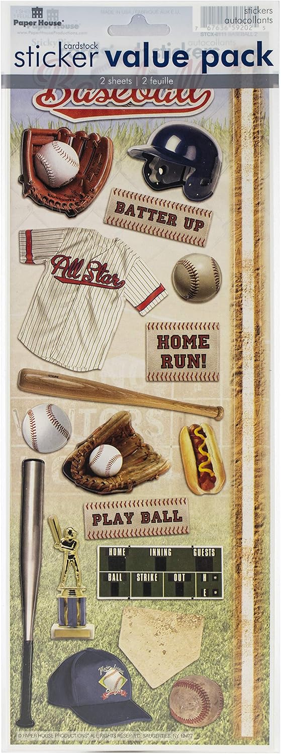 PAPER HOUSE CARDSTOCK STICKER BASEBALL