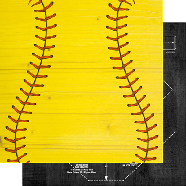 SCRAPBOOK CUSTOMS 12X12 WOOD BACK SOFTBALL FIELD
